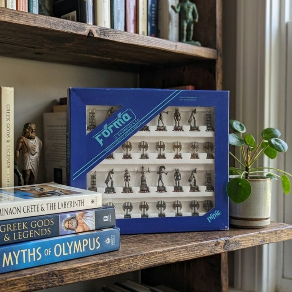 Vintage Forma Greek Mythology Chess Set – Never Opened – Brass & Pewter Pieces